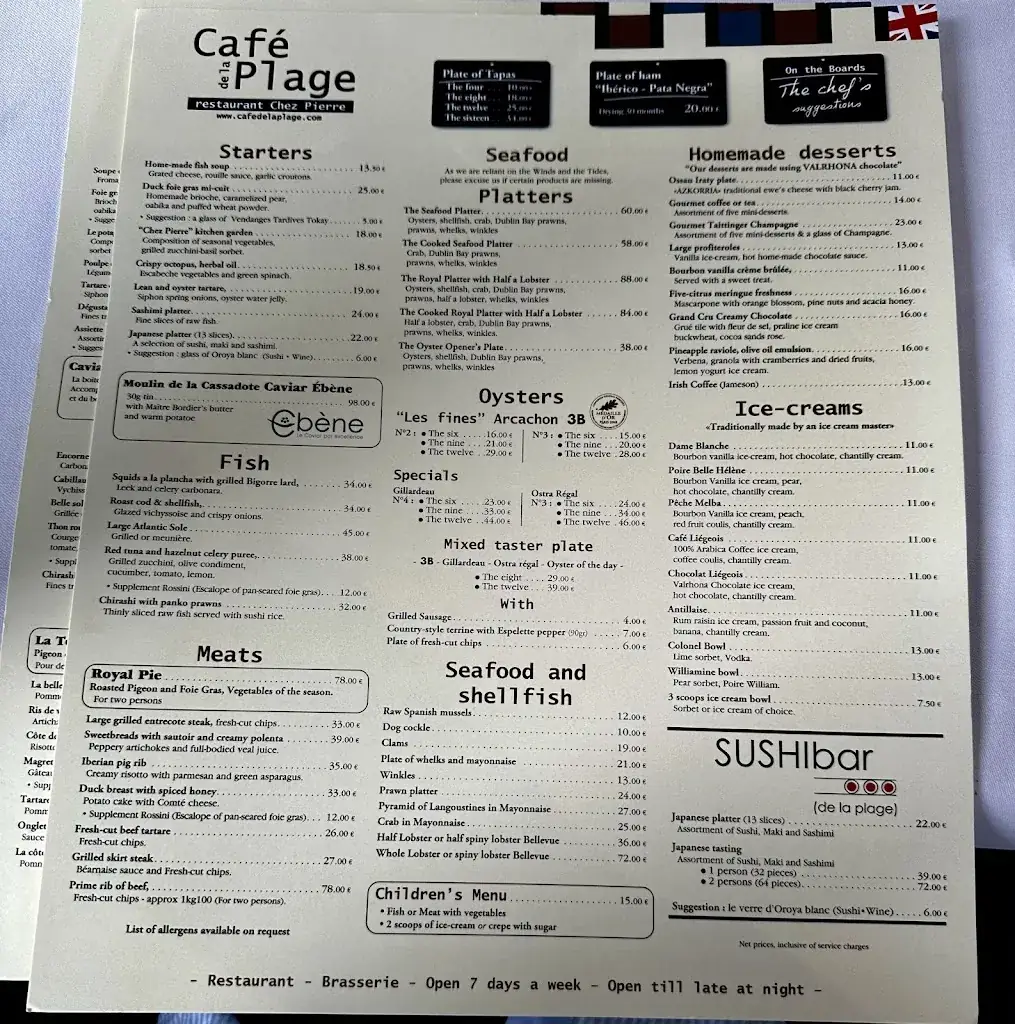 Menu_Café De La Plage - Restaurant Chez Pierre_Arcachon_image_1