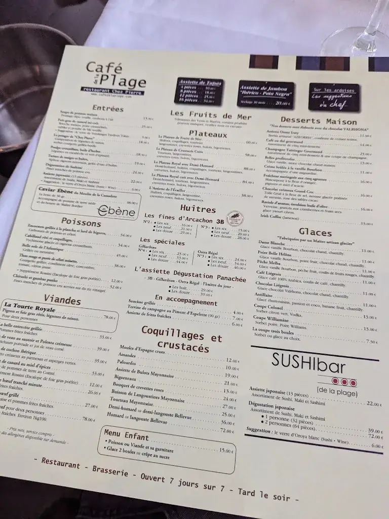 Menu_Café De La Plage - Restaurant Chez Pierre_Arcachon_image_3