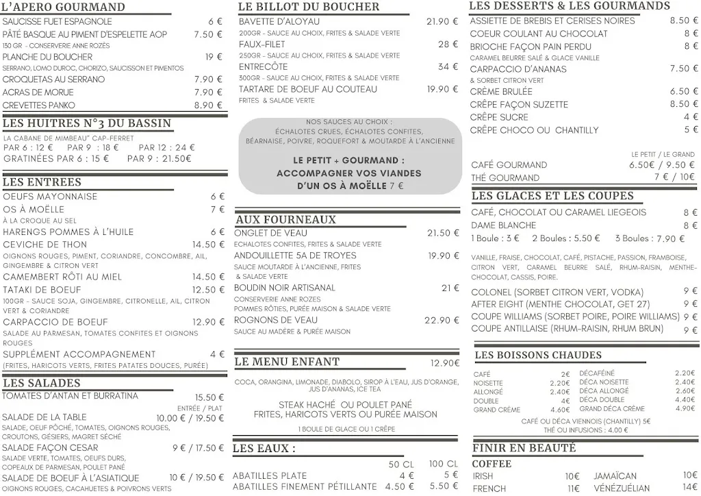 Menu_La Table du Boucher_Arcachon_image_1