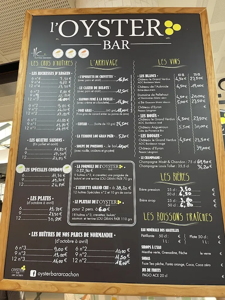 Menu_Bar à Huîtres L’Oyster Bar_Arcachon_image_1
