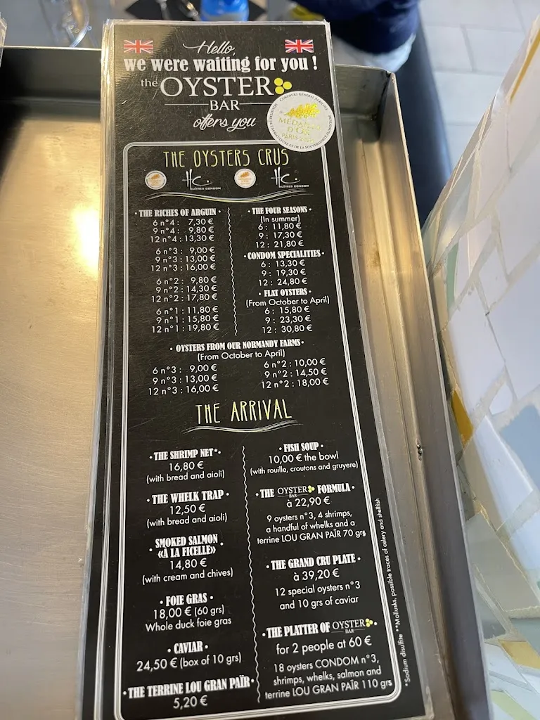 Menu_Bar à Huîtres L’Oyster Bar_Arcachon_image_2