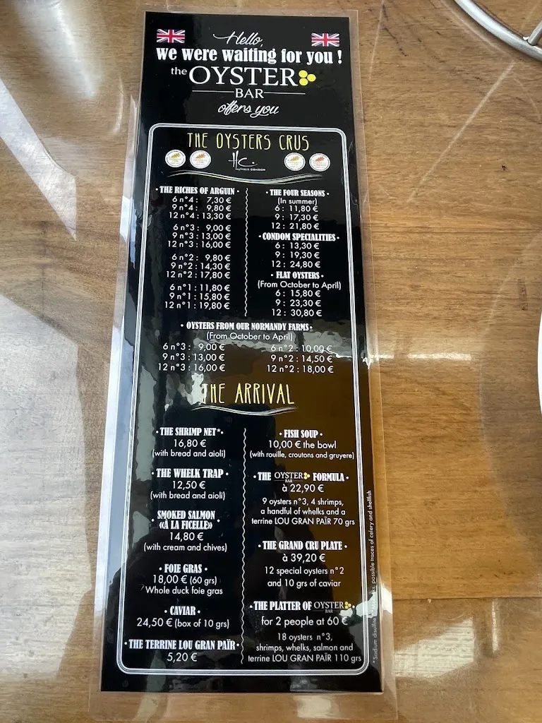 Menu_Bar à Huîtres L’Oyster Bar_Arcachon_image_3