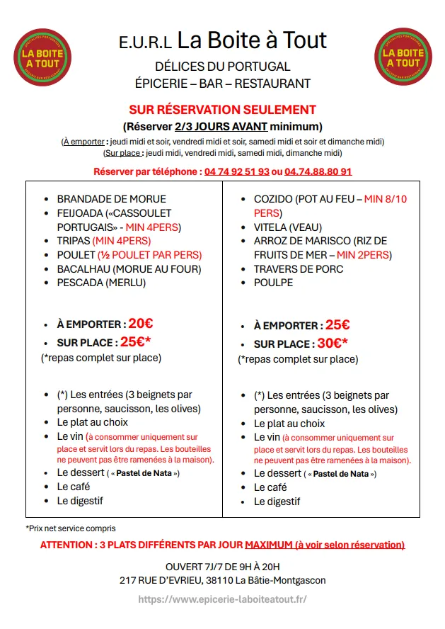Menu_La Boîte à Tout - Épicerie/Bar & Restauration Portugaise_Bâtie-Montgascon_image_1
