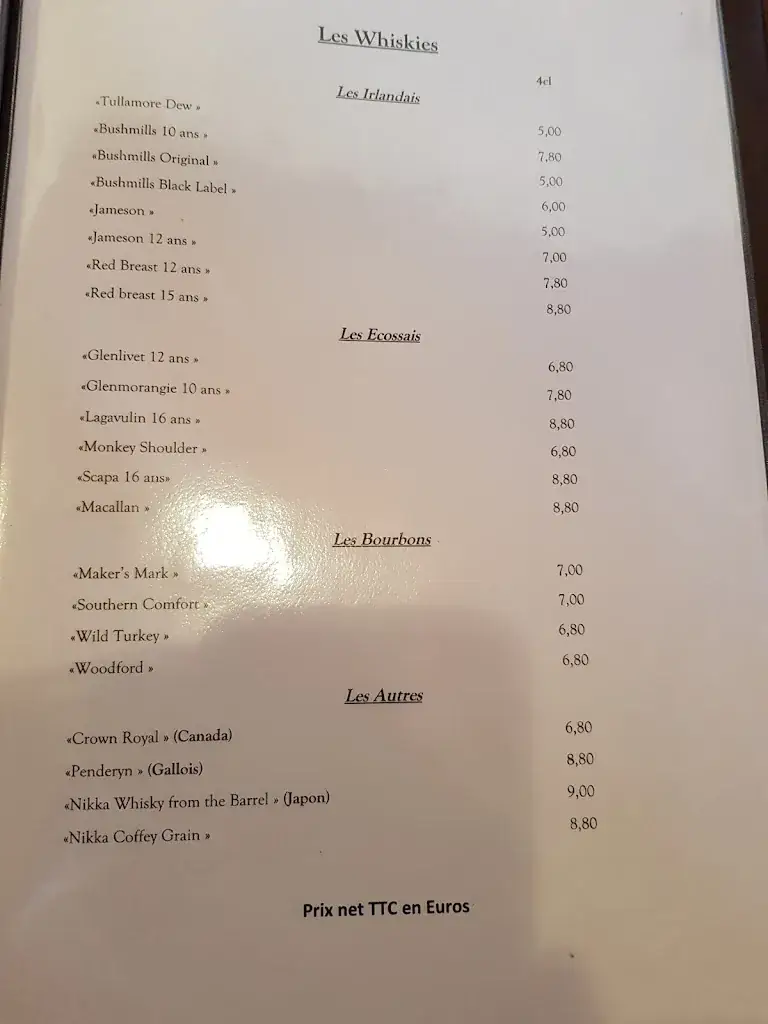 Menu_Le Kildara_Artiguelouve_image_1