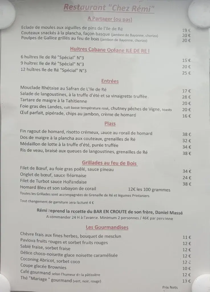 Menu_Chez Rémi - Restaurant_Ars-en-Ré_image_3