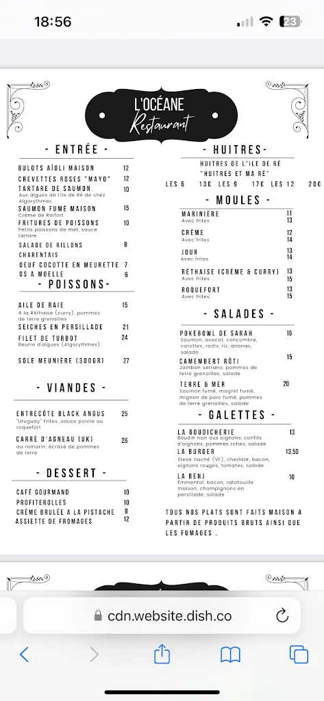 Menu_L'Océane_Ars-en-Ré_immagine_1