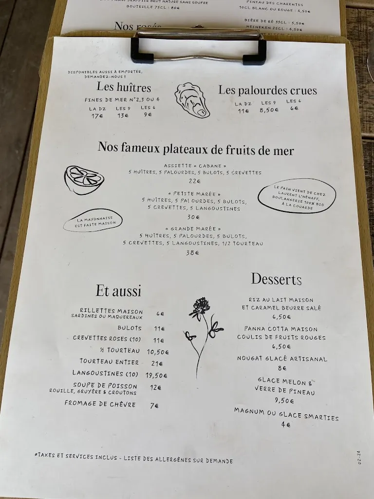 Menu_La cabane du Feneau_Couarde-sur-Mer_image_4