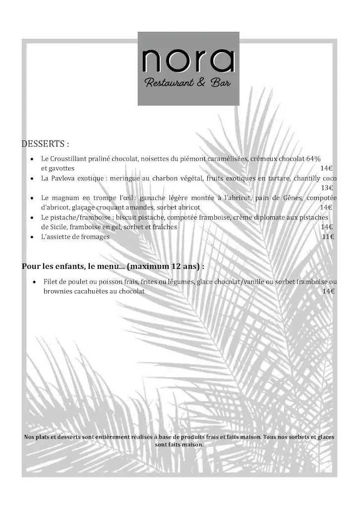 Menu_NORA Restaurant Bar_Couarde-sur-Mer_immagine_3