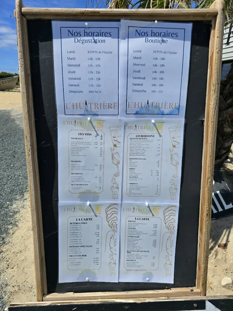 Menu_L'Huitrière de Ré - Dégustation de Fruits de Mer - Boutique & Distributeur 24/24_Ars-en-Ré_image_1