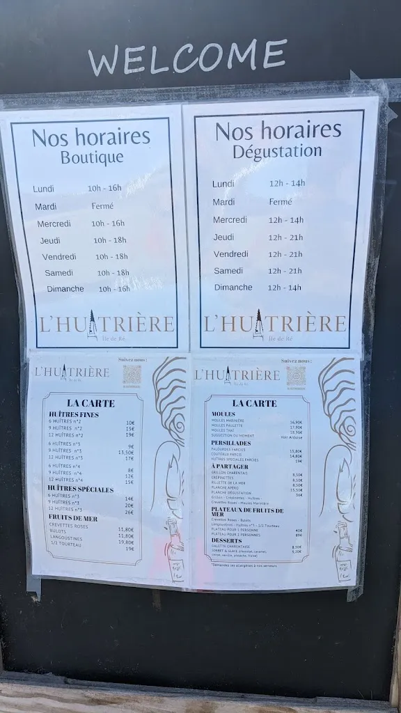 Menu_L'Huitrière de Ré - Dégustation de Fruits de Mer - Boutique & Distributeur 24/24_Ars-en-Ré_image_2