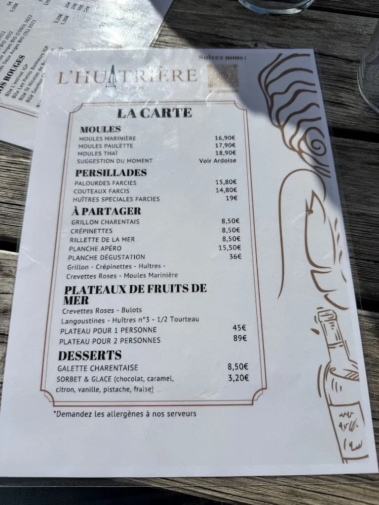 Menu_L'Huitrière de Ré - Dégustation de Fruits de Mer - Boutique & Distributeur 24/24_Ars-en-Ré_image_4