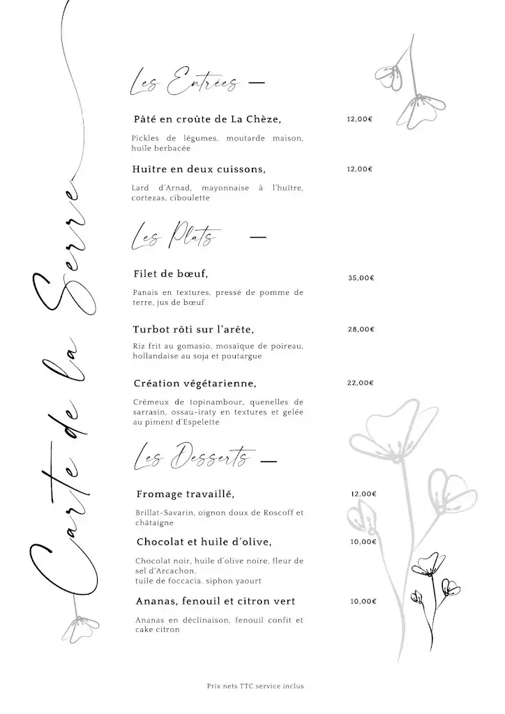 Menu_The Table of the Chèze_Floirac_image_1