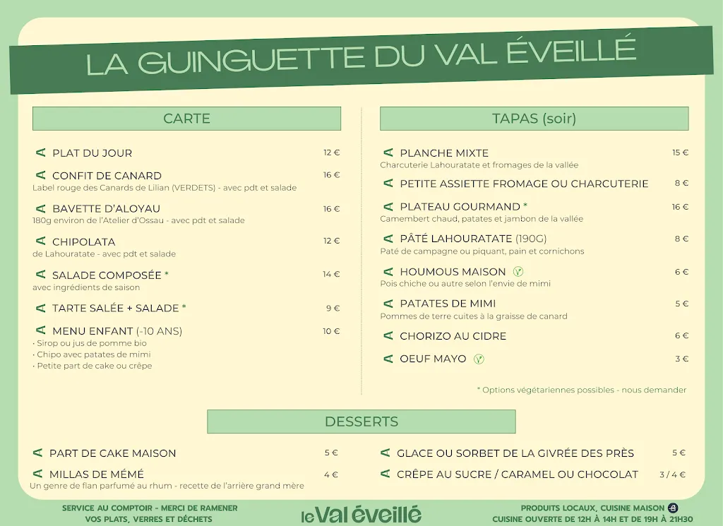 Menu_La Guinguette du Val Éveillé_Arudy_immagine_2
