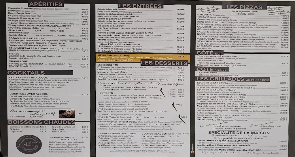 Menu_Auberge Italienne_Arvert_image_1