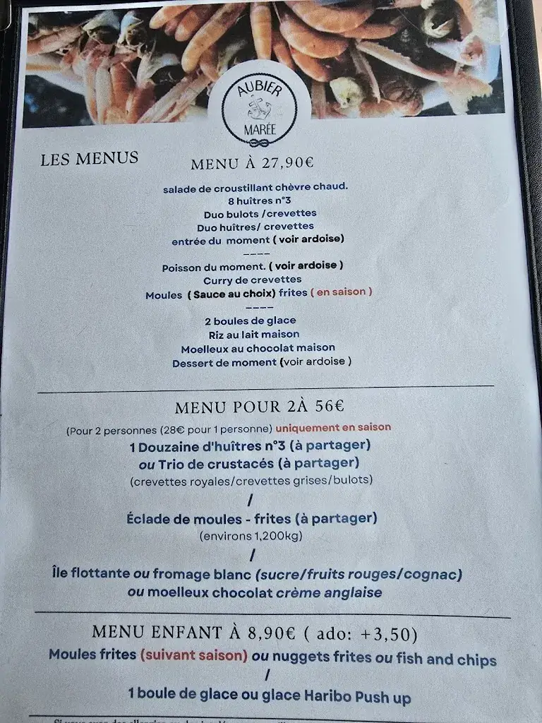 Menu_Aubier Marée_Tremblade_image_1