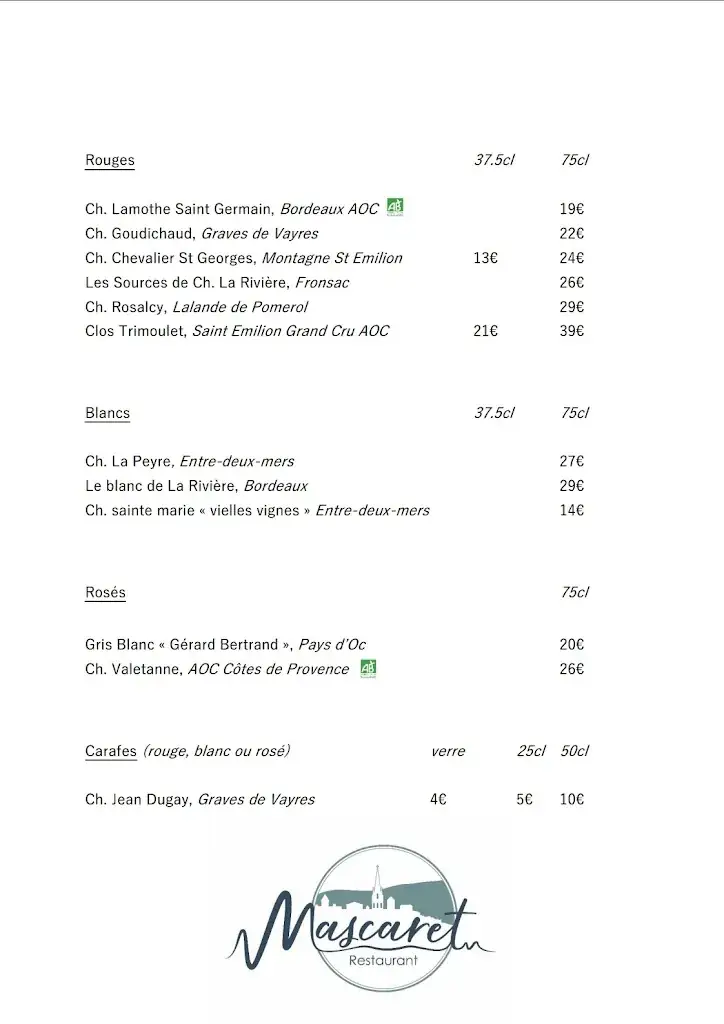 Menu_Restaurant Le Mascaret 🌊 Hôtel Kyriad_Arveyres_image_4