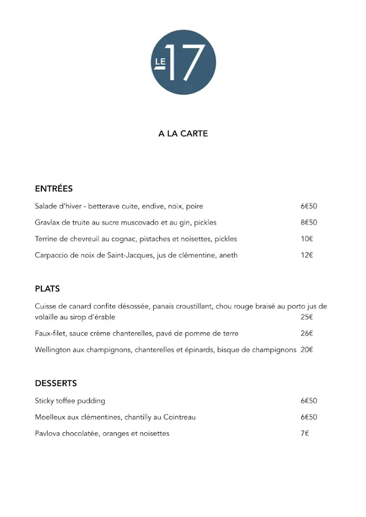 Menu_Restaurant Le Dix-Sept - Le 17_Libourne_image_1