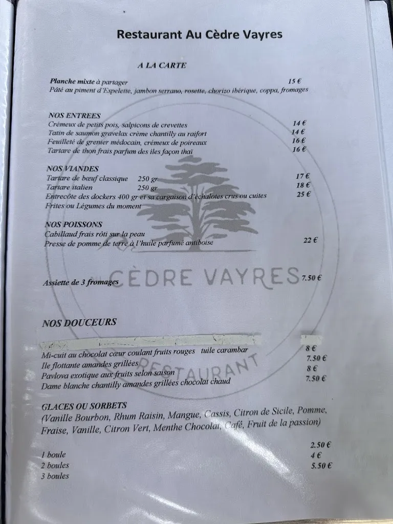 Menu_Au cèdre Vayres_Vayres_immagine_4