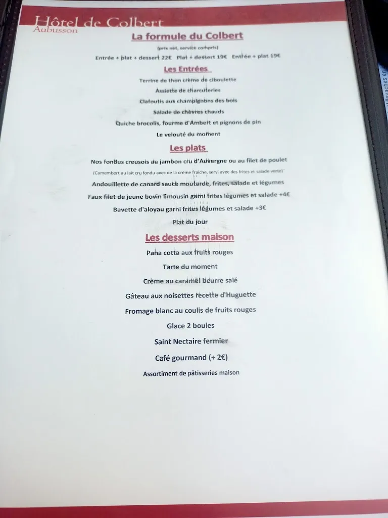 Menu_Hôtel de Colbert_Aubusson_image_3