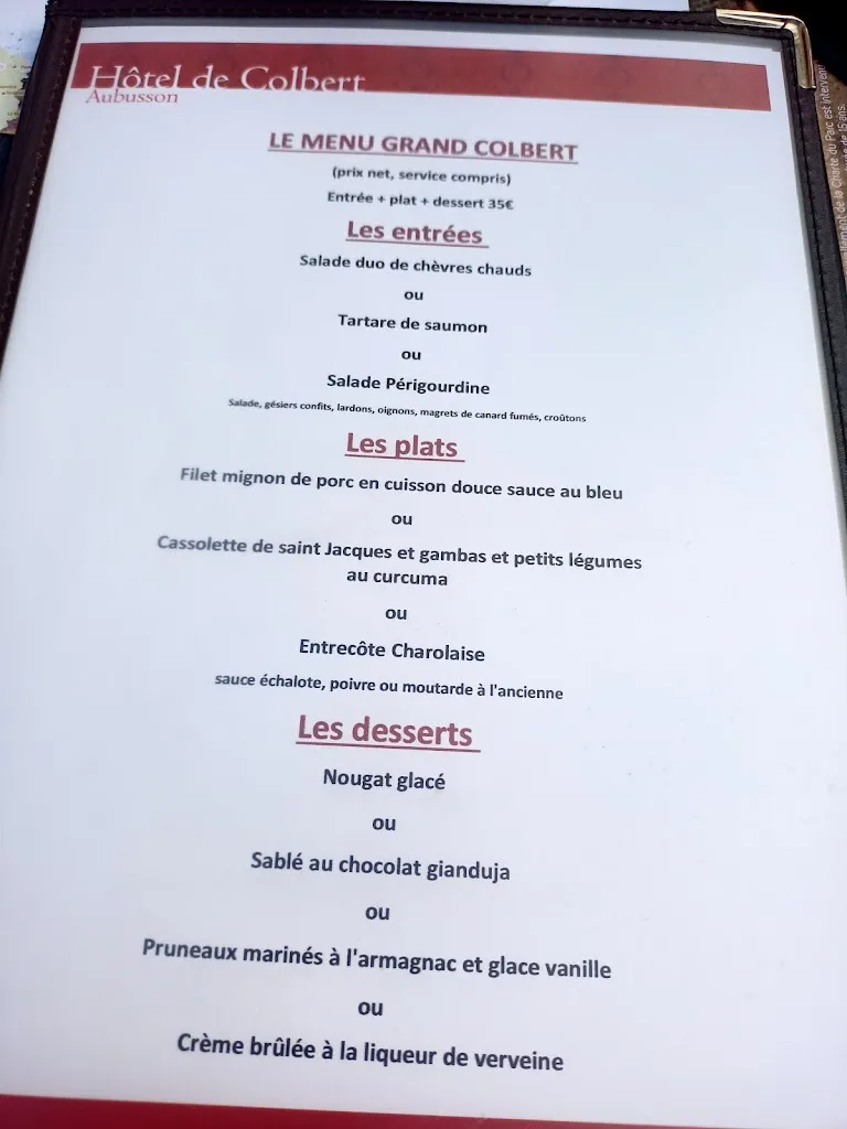 Menu_Hôtel de Colbert_Aubusson_image_4