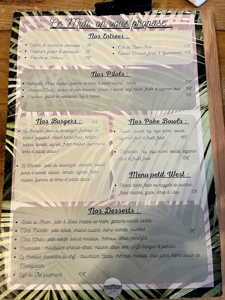 Menu_Cosy West_Saint-Jean-de-Luz_image_1