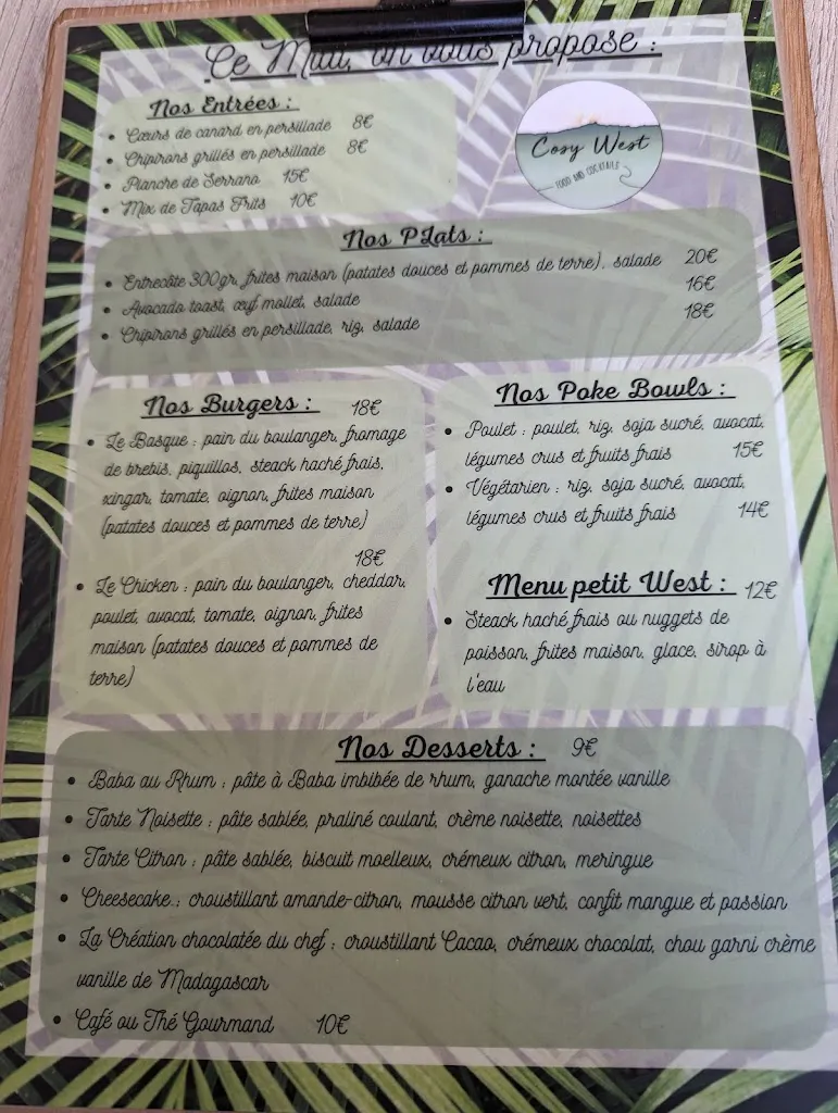 Menu_Cosy West_Saint-Jean-de-Luz_image_3