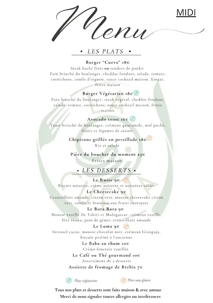 Menu_Restaurant la Cueva Saint Jean de Luz_Saint-Jean-de-Luz_immagine_1