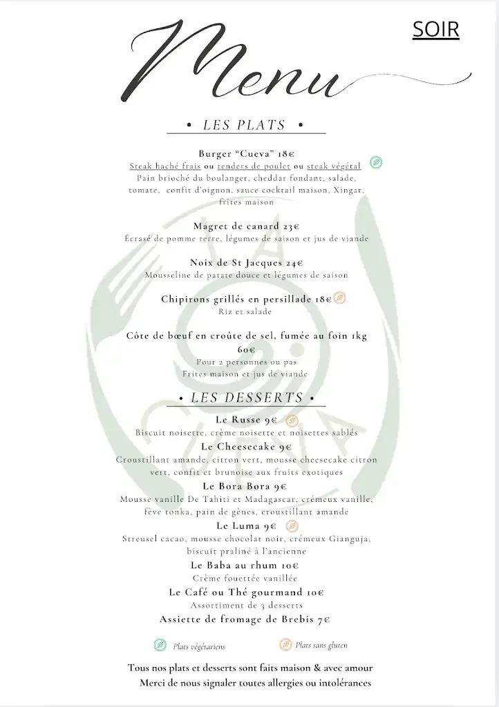 Menu_Restaurant la Cueva Saint Jean de Luz_Saint-Jean-de-Luz_immagine_2