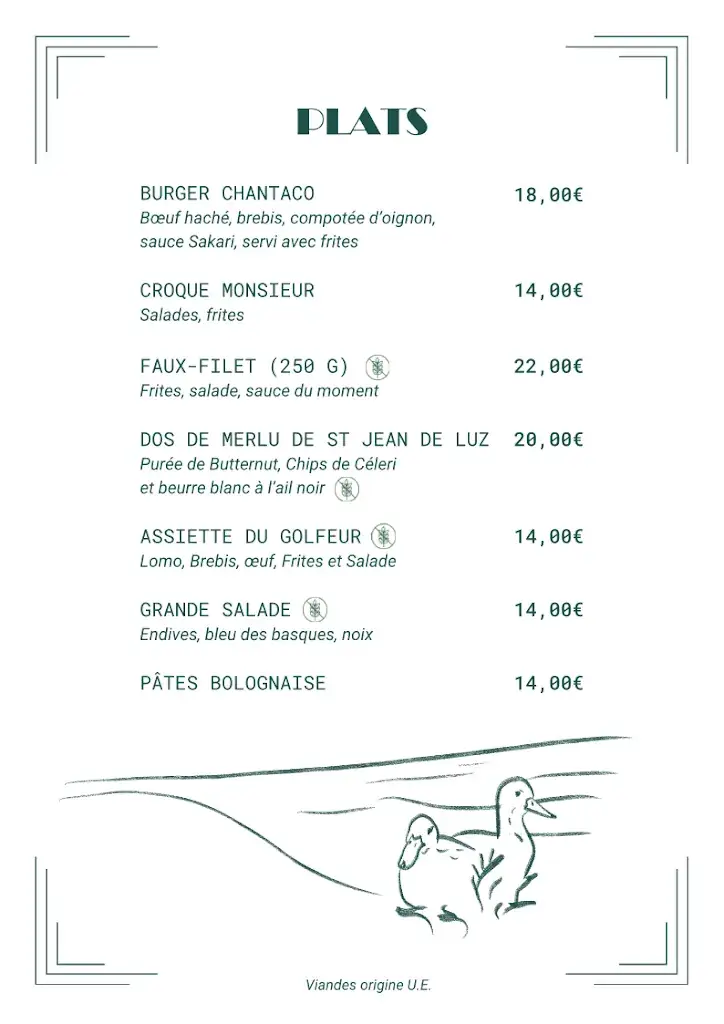 Menu_Le 1928 Restaurant Golf de Chantaco_Saint-Jean-de-Luz_immagine_1