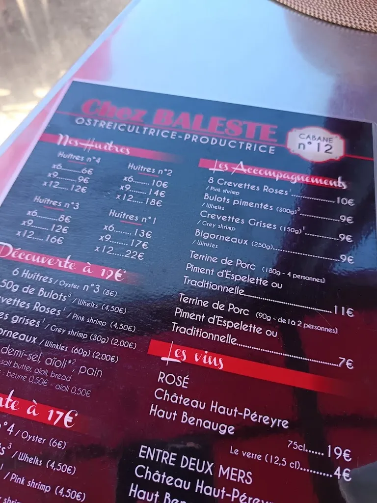 Menu_Chez Baleste - Cabane 12_Audenge_image_2