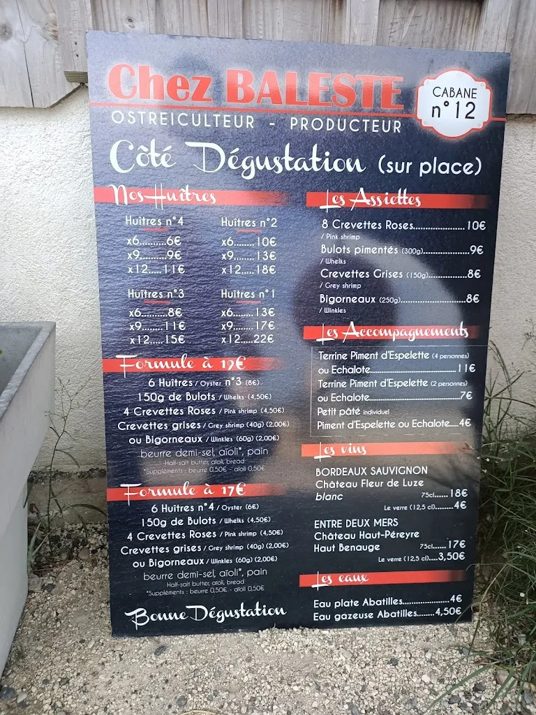 Menu_Chez Baleste - Cabane 12_Audenge_image_4