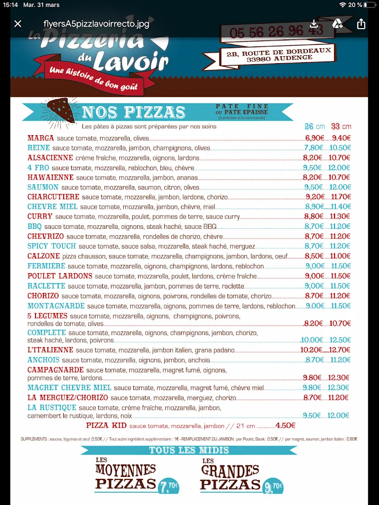 Menu_La Pizzeria du Lavoir_Audenge_image_2