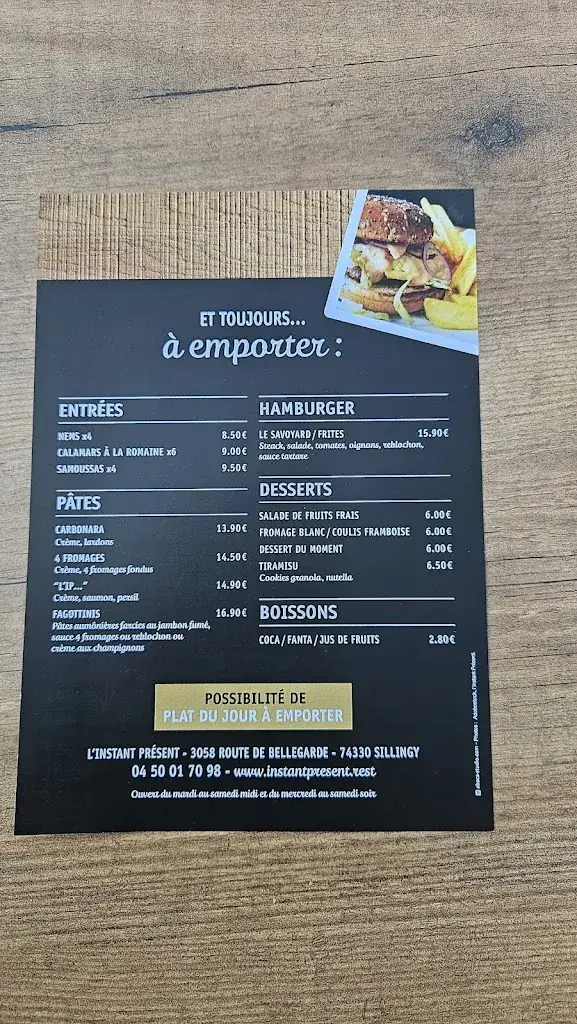 Menu_L'instant présent_Sillingy_immagine_1