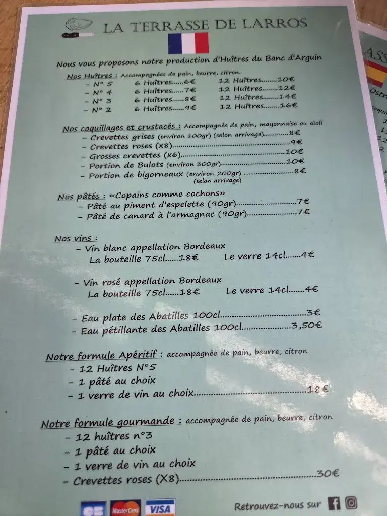 Menu_La terrasse de Larros_Gujan-Mestras_image_2