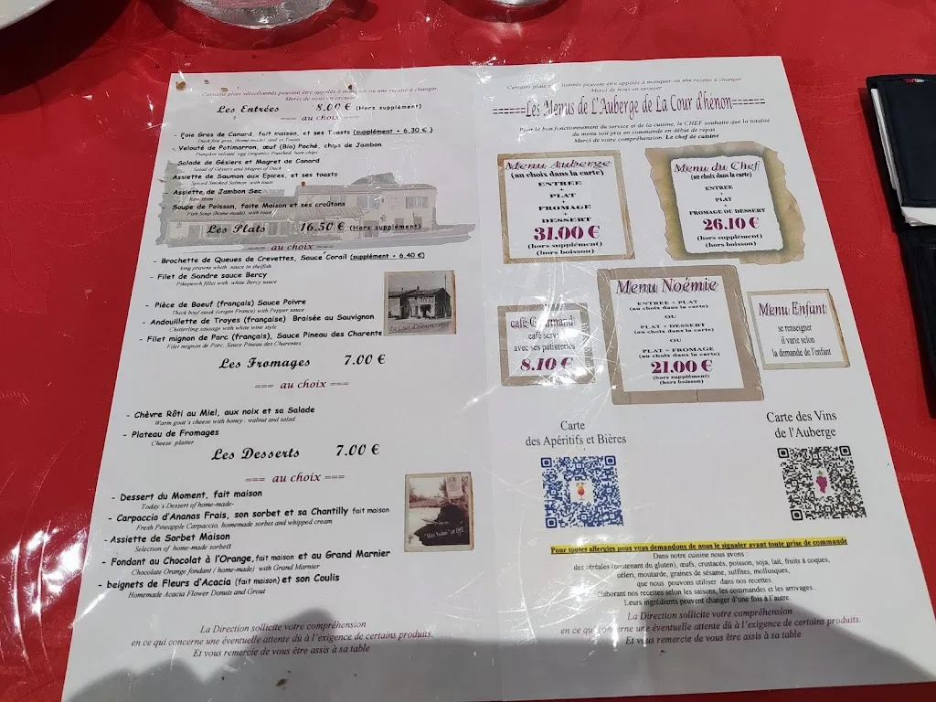 Menu_Auberge de la Cour d'Henon_Cissé_image_1