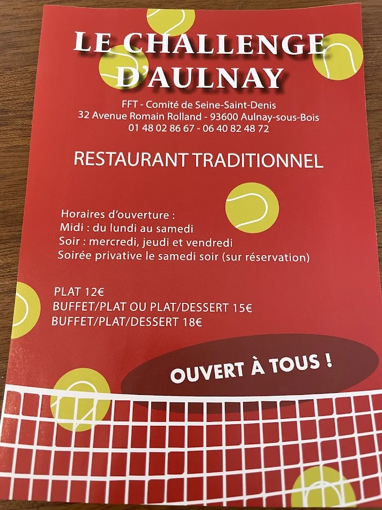 Menu_Le challenge d'Aulnay_Aulnay-sous-Bois_immagine_1