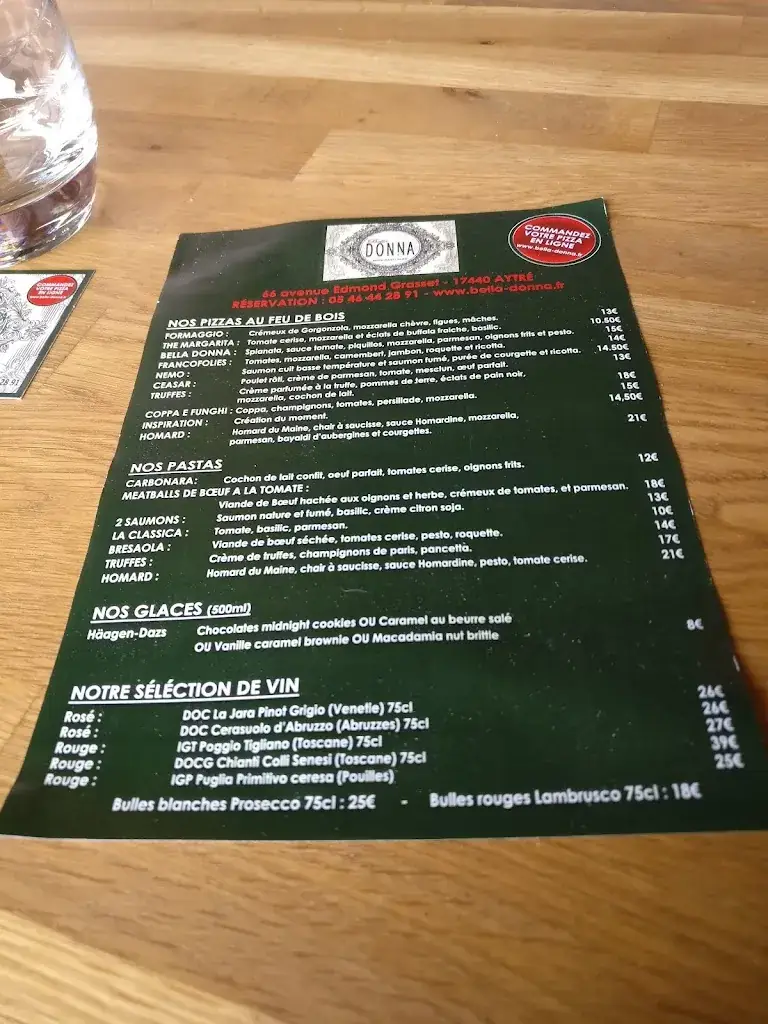 Menu_La Bella Donna Origine_Aytré_image_4