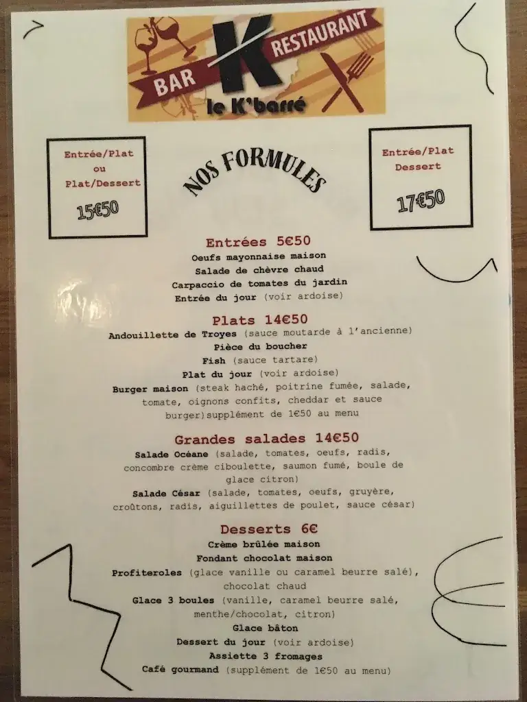 Menu_Bar Restaurant le K barré_Aytré_image_1