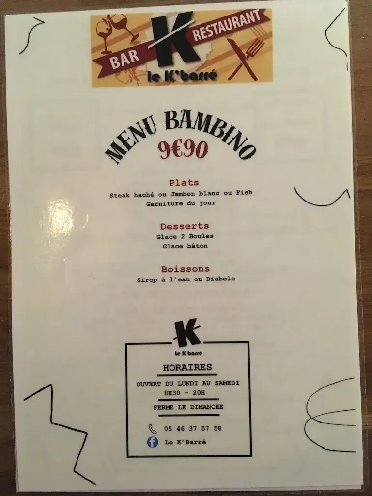 Menu_Bar Restaurant le K barré_Aytré_image_2