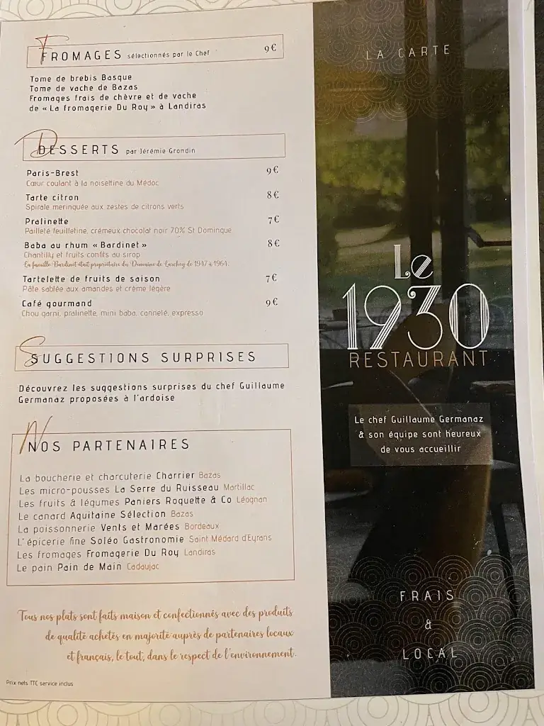 Menu_Le 1930 - Restaurant_Saint-Médard-d'Eyrans_image_2