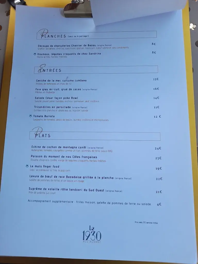Menu_Le 1930 - Restaurant_Saint-Médard-d'Eyrans_image_3
