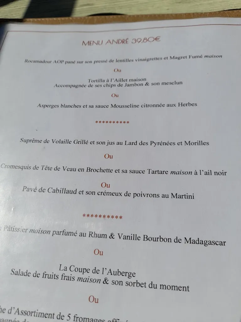 Menü_Auberge André_Cambes_Bild_2