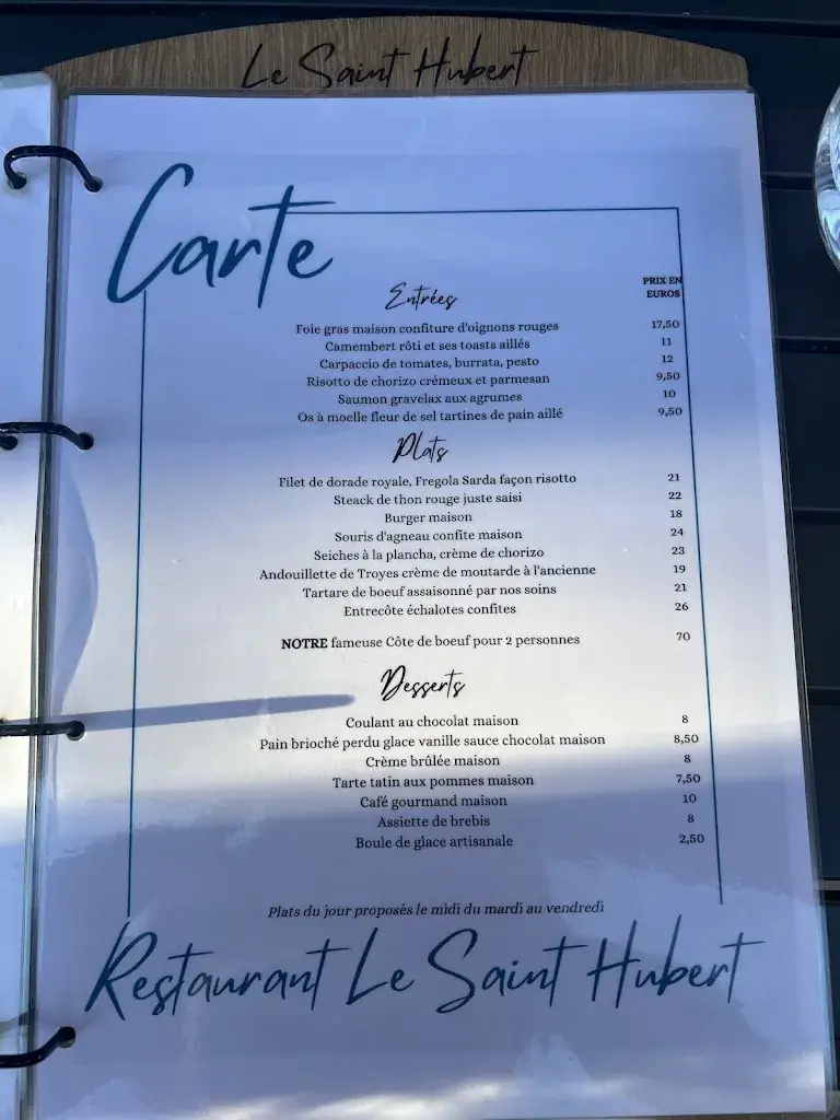 Menu_Le Saint Hubert_Saint-Selve_image_1