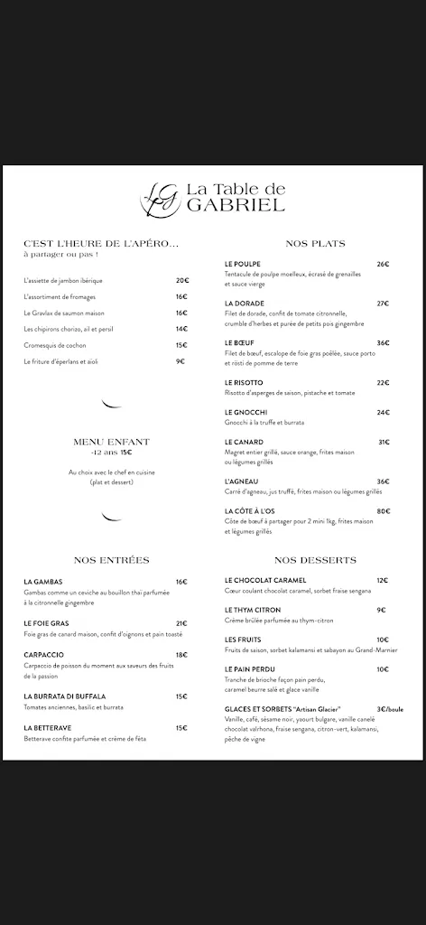 Menu_Restaurant La Table de Gabriel_Brède_image_1
