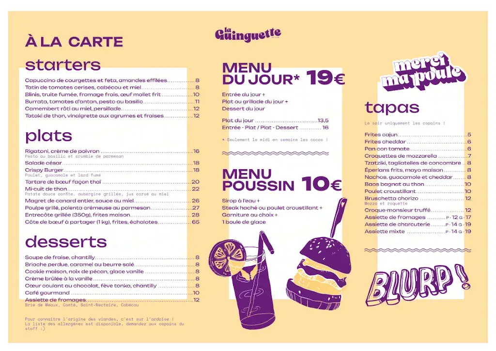 Menu_The Rooster Guinguette_Villenave-d'Ornon_image_2