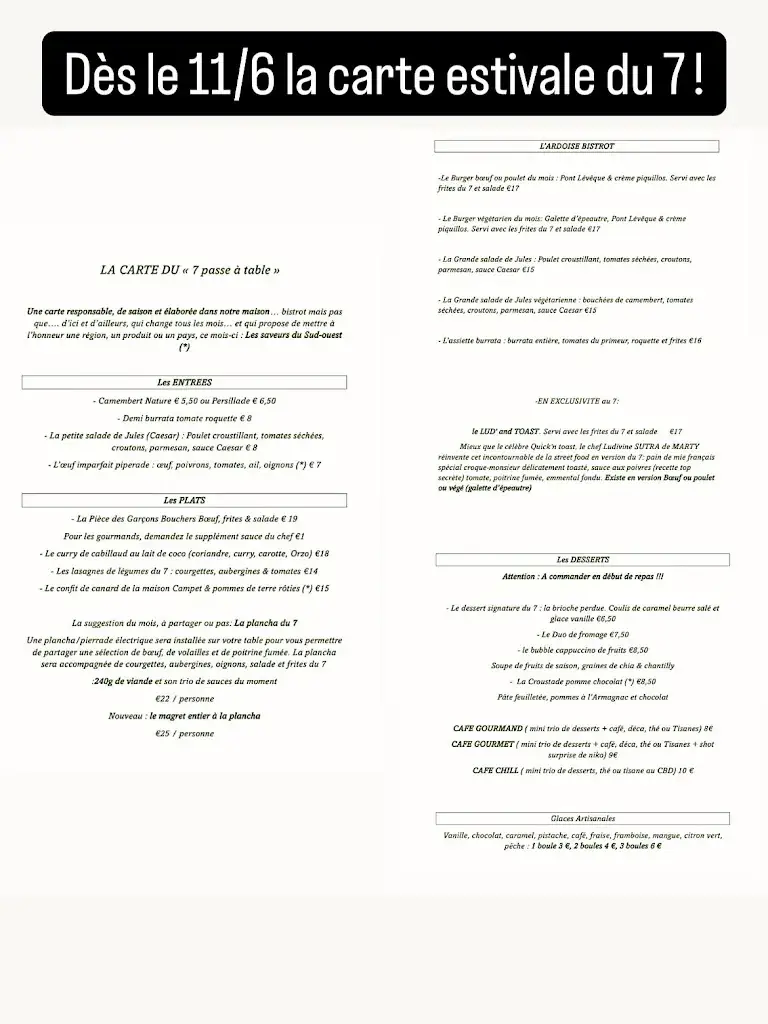 Menu_Le 7 passe à table. Restaurant & Bar a vin_Castres-Gironde_image_4