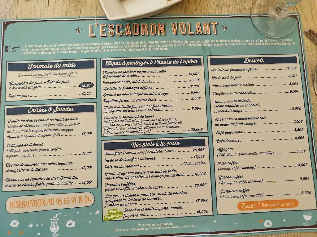 Menu_L'Escadron Volant_Nérac_image_1