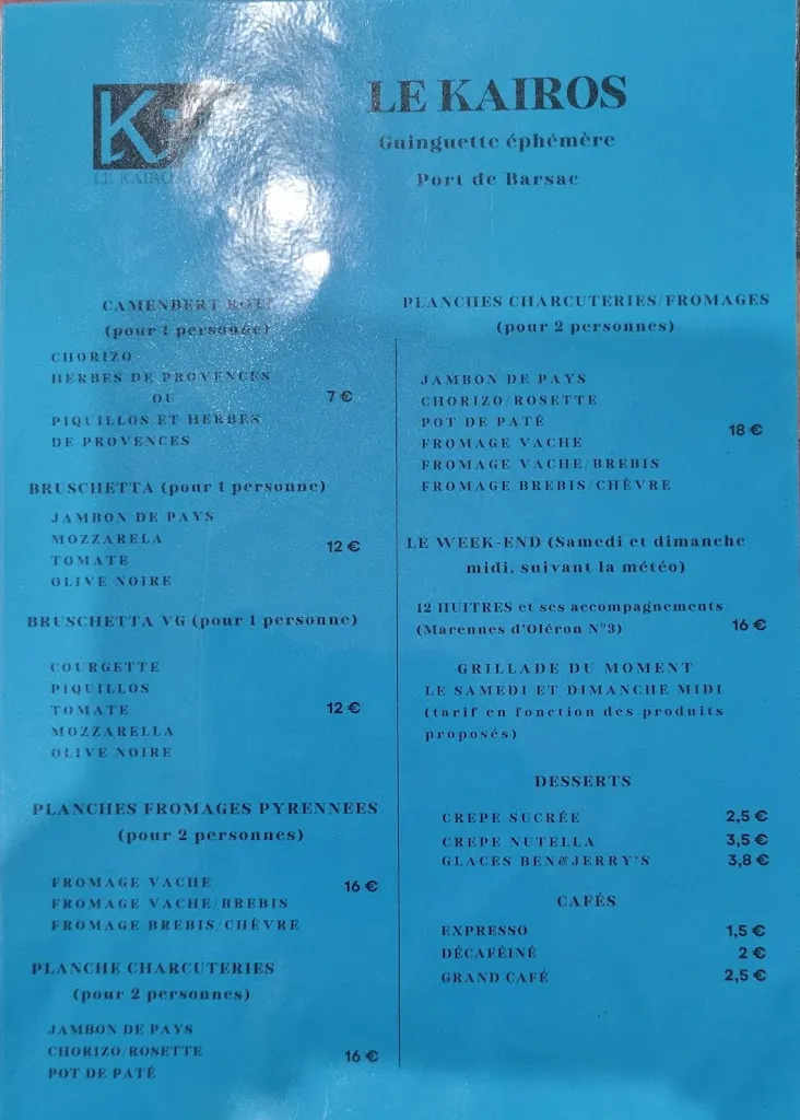 Menu_Guinguette éphémère Le Kairos_Barsac_image_1