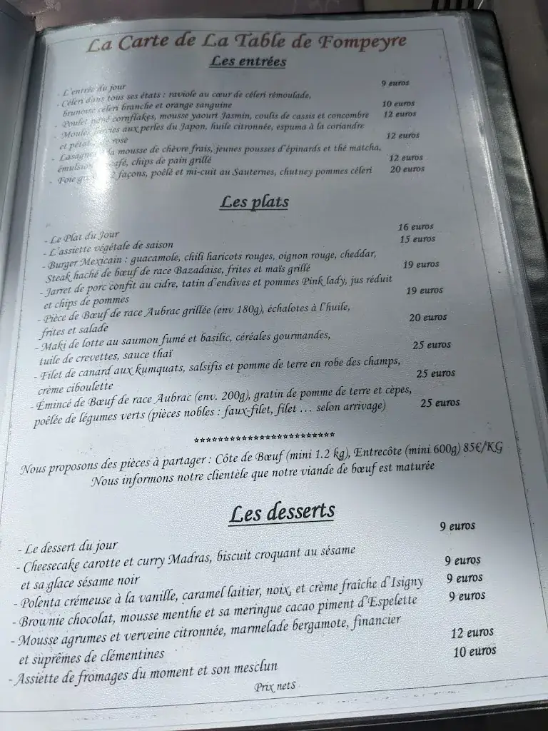 Menu_La Table de Fompeyre_Bazas_image_2