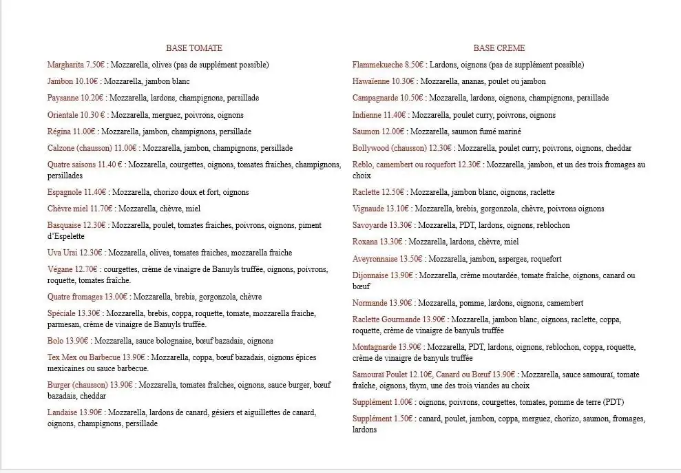 Menü_L'Antre de l'Ours_Bazas_Bild_1